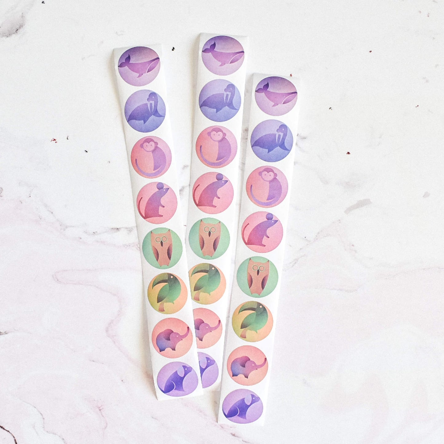 Dot stickers (Colourful animals) - 2x strips