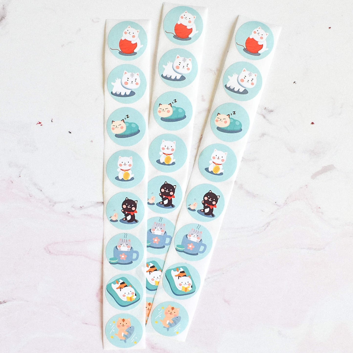 Round stickers (Cats) - 2x strips