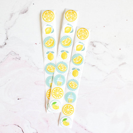 Round stickers (Lemons) - 2x strips
