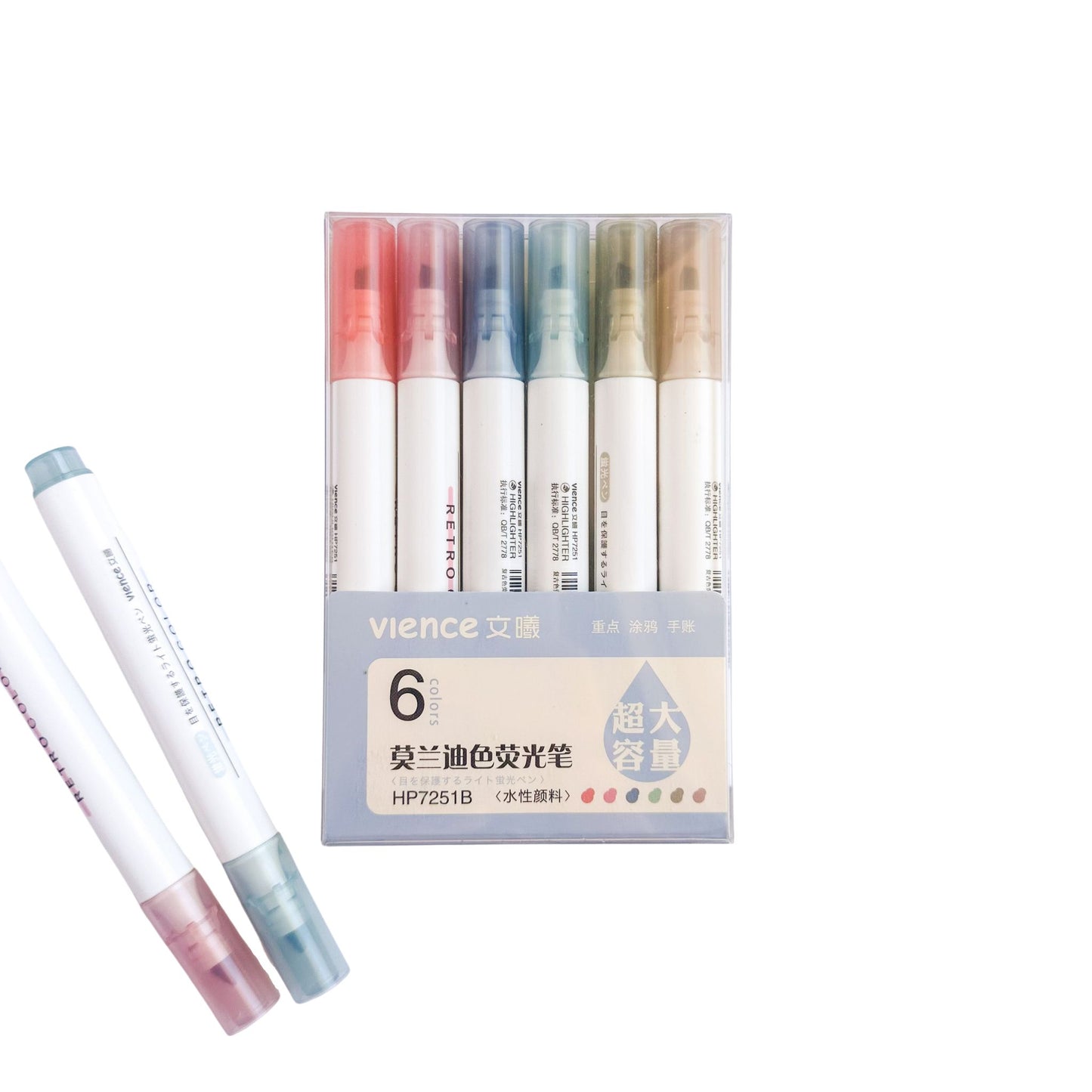 Vintage colours highlighter pack - 6pcs