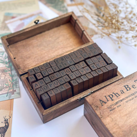 Wooden stamp set - alphabet & numbers