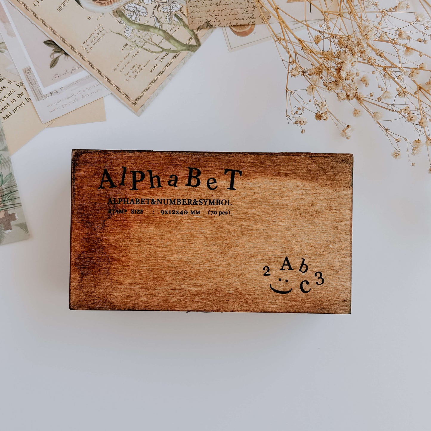 Wooden stamp set - alphabet & numbers