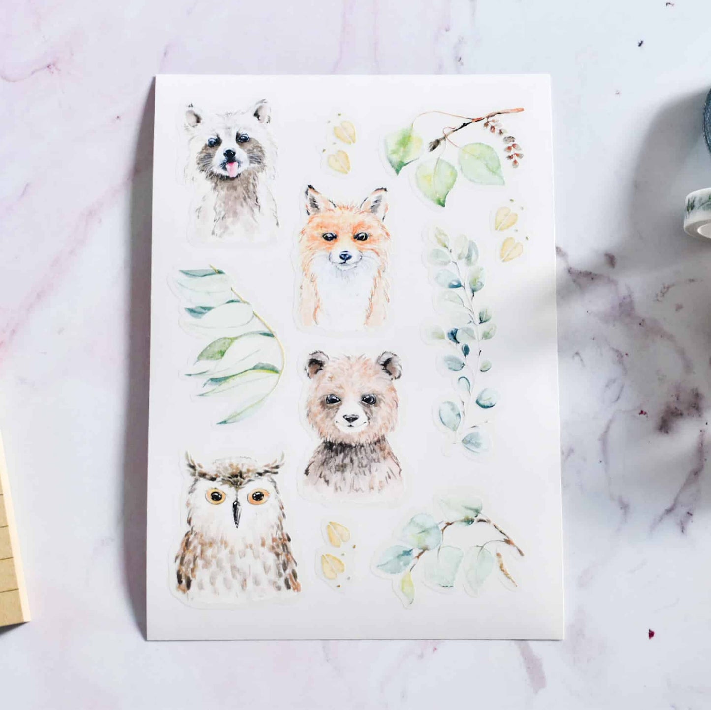 Forest creatures sticker sheet