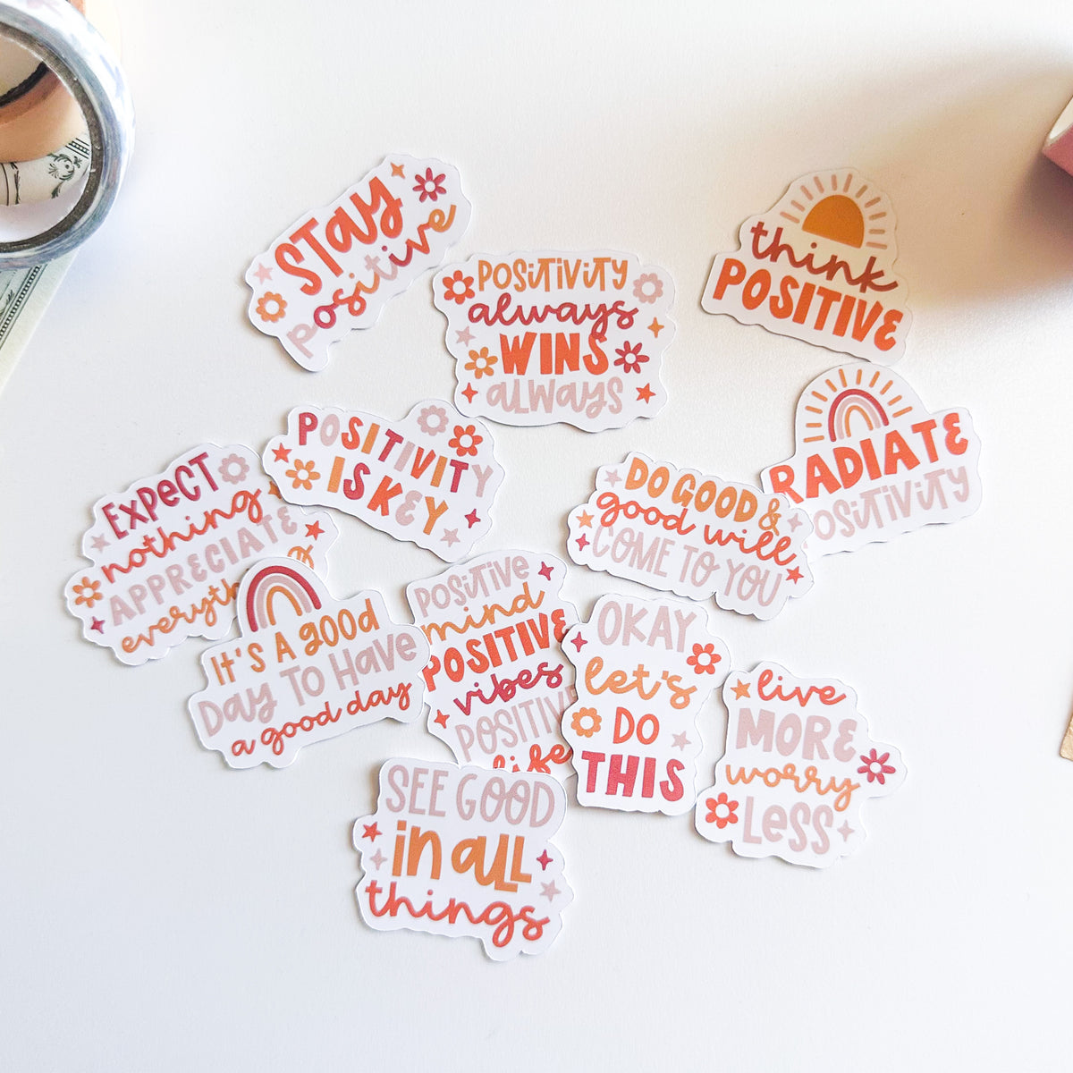 Be Positive Sticker Paper Positivity sticker pack – Bubblegumfringe