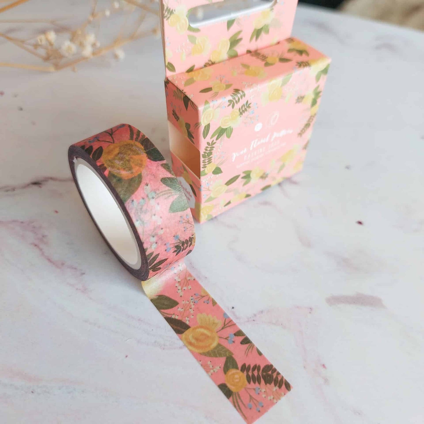 Pink floral pattern washi tape - 7m