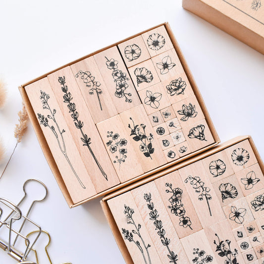Wooden stamp set - flowers