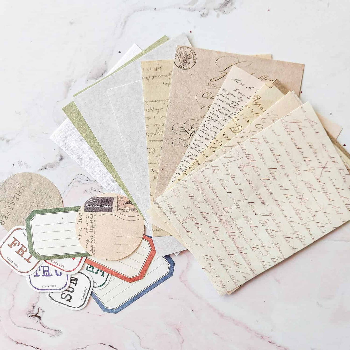 Vintage paper set - writing (30pcs)